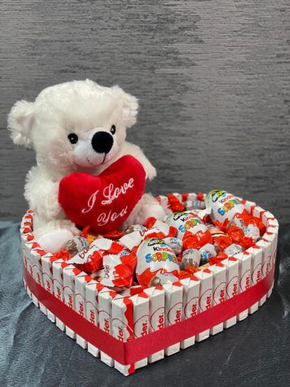 Tarta Chocolate Forma Corazón con Peluche.